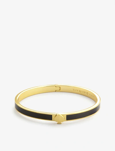 Shop Kate Spade Rose Gold-tone Metal Hinge Bracelet In Black
