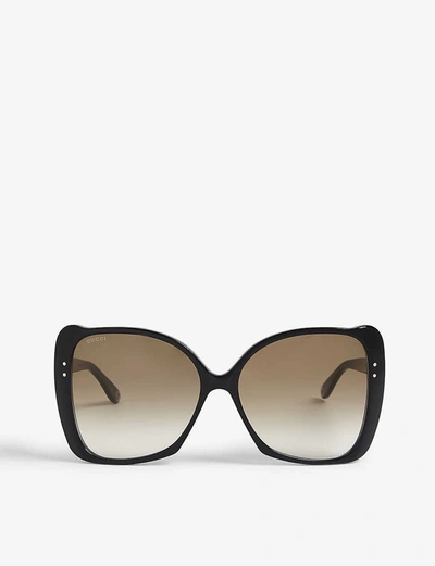 Shop Gucci Gg0471 Butterfly-frame Sunglasses In Black