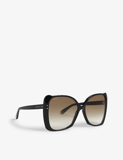 Shop Gucci Gg0471 Butterfly-frame Sunglasses In Black