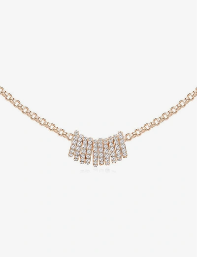 Shop Apm Monaco Womens Silver Piercing Ring-embellished Pink Gold-toned Sterling Silver And Zirconia Stone Necklace 