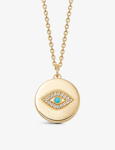 Shop Astley Clarke Womens Yellow Gold Vermeil Biography Evil Eye Locket 18ct Gold-plated Vermeil Sterling Silver, White