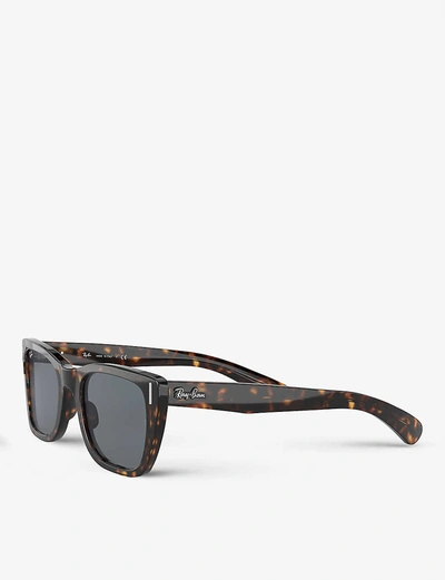 Ray Ban Caribbean Sunglasses Shiny Havana Frame Blue Lenses 52-22 In Brown
