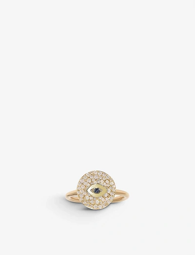 Shop The Alkemistry Noush 14ct Yellow Gold, Sapphire And Diamond Evil Eye Ring
