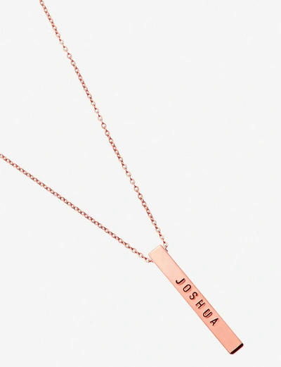 Shop Littlesmith Women's Personalised 9 Characters Rose Gold-plated Vertical Bar Necklace