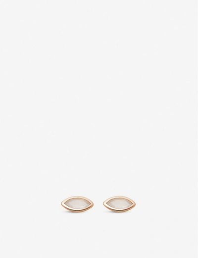 Shop Astley Clarke Paloma Petal 18ct Rose-gold Plated Moonstone Stud Earrings In Rose Gold