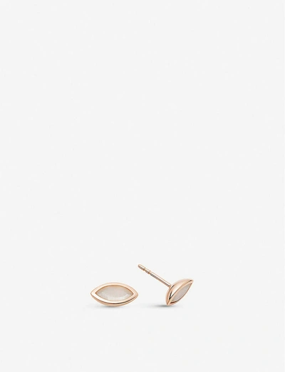 Shop Astley Clarke Paloma Petal 18ct Rose-gold Plated Moonstone Stud Earrings In Rose Gold