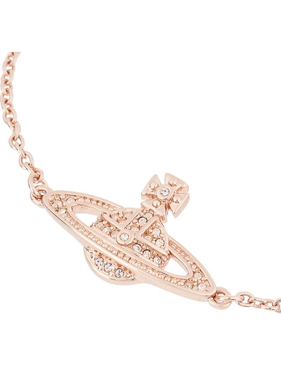 Shop Vivienne Westwood Jewellery Mini Bas Relief Brass And Swarovski Crystal Chain Bracelet In Silk/rose Gold