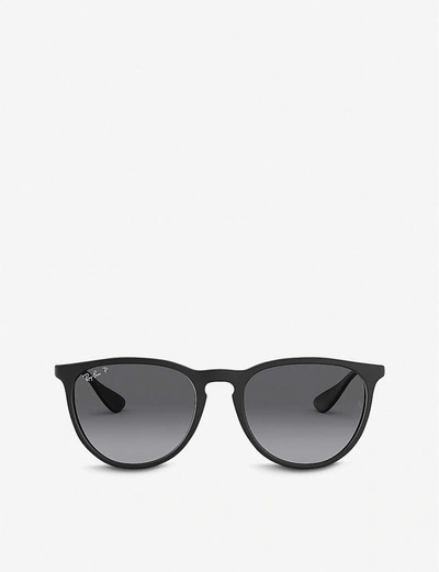 Shop Ray Ban Ray-ban Women's Black Rb4171 Erika Nylon Acetate Round-frame Sunglasses