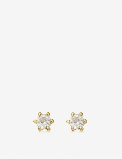 Shop Astley Clarke Women's Gold Linia Moonstone And 18ct Gold-plated Sterling Silver Stud Earrings