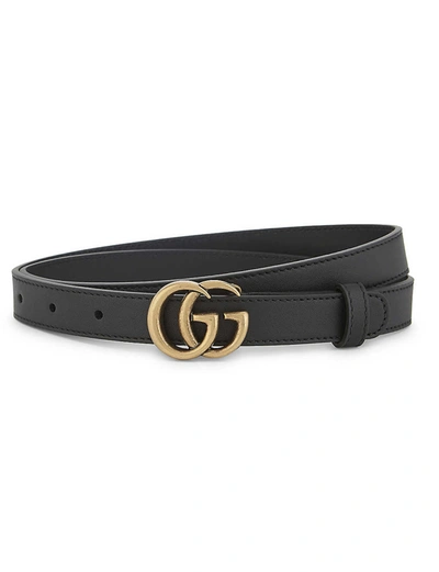 Shop Gucci Women's Nero Gg Buckle Thin Leather Belt