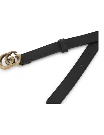 Shop Gucci Women's Nero Gg Buckle Thin Leather Belt