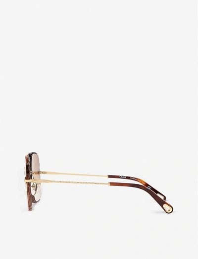 Shop Chloé Ce161s 59 Rosie Square-framed Metal And Polycarbonate Sunglasses In Gold