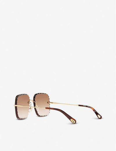 Shop Chloé Ce161s 59 Rosie Square-framed Metal And Polycarbonate Sunglasses In Gold