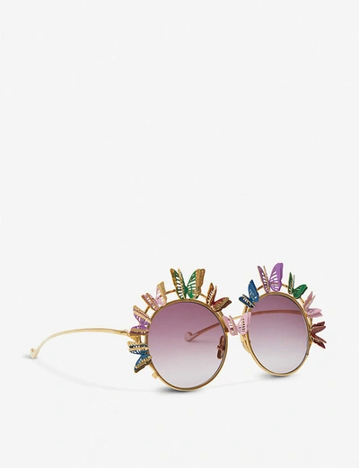 Shop Anna-karin Karlsson The Butterfly Round-frame Sunglasses In Multi