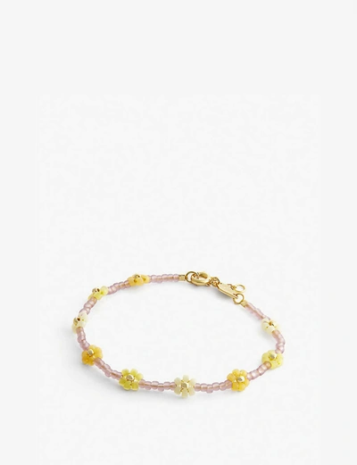 Shop Anni Lu Petals Seed Beaded And 18ct Gold-plated Brass Bracelet