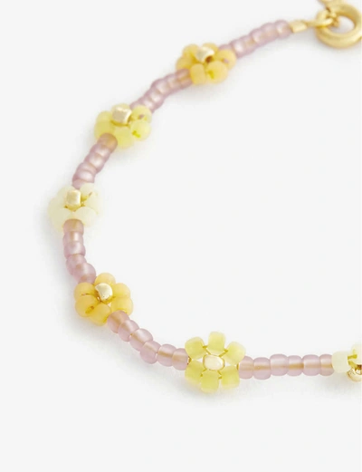Shop Anni Lu Petals Seed Beaded And 18ct Gold-plated Brass Bracelet