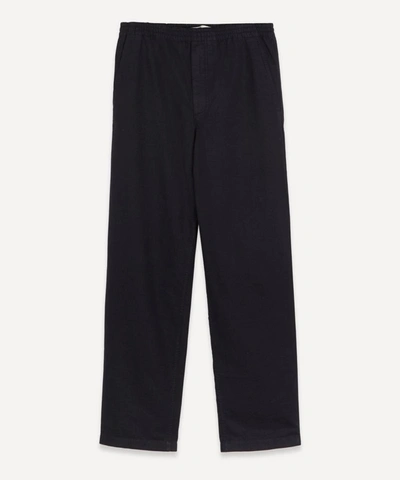 Shop Norse Projects Evald Drawstring Canvas Trousers In Dark Navy
