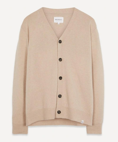 Shop Norse Projects Adam Lambswool Cardigan In Utility Khaki