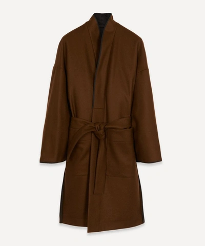 Shop Lemaire Kimono Coat In Dark Brown