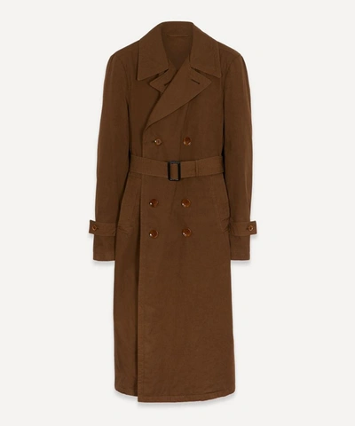 Shop Lemaire Cotton Trench Coat In Dark Brown