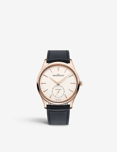 Shop Jaeger-lecoultre Q1212510 Master Ultra Thin Pink-gold And Leather Watch In Eggshell Beige