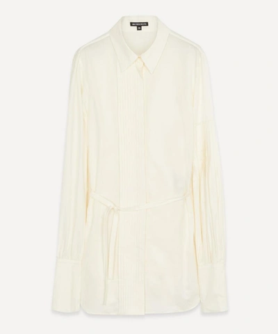 Shop Ann Demeulemeester Asymmetric Pleated Sleeve Shirt In Ecru