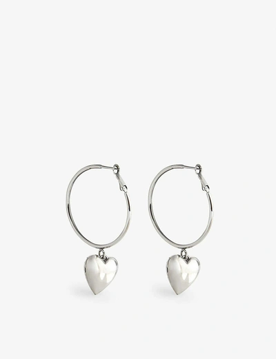 Shop Alexander Mcqueen Heart Silver-tone Hoop Earrings In Multi