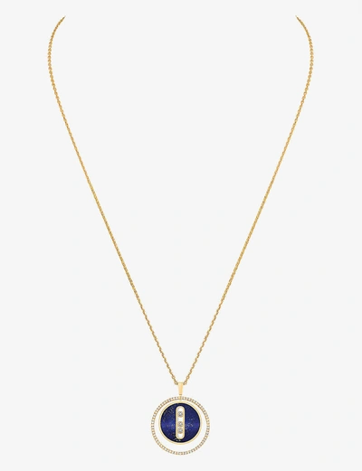 Shop Messika Lucky Move 18ct Yellow-gold, Diamond And Lapis Necklace In Yellow Gold