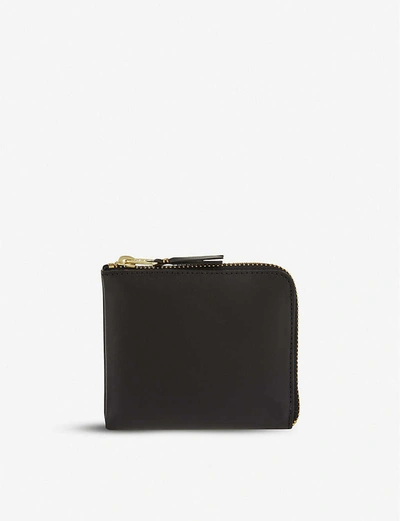 Comme Des Garçons Leather Half-zip Wallet In Black