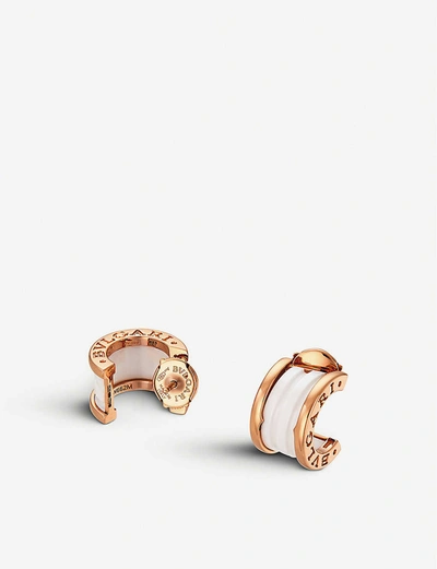 Shop Bvlgari Womens B.zero1 18kt Pink-gold And Ceramic Earrings