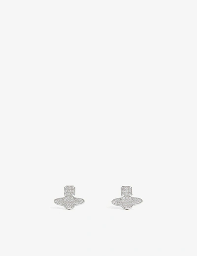 Shop Vivienne Westwood Jewellery Womens White Cz/rhodium Rominia Pavé Orb Stud Earrings