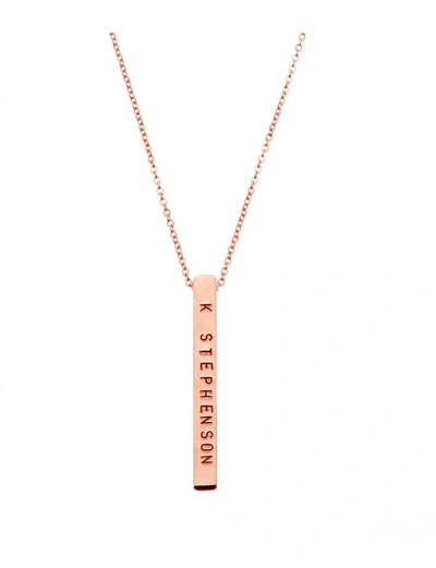 Shop Littlesmith Personalised 13 Characters Rose Gold-plated Vertical Bar Necklace