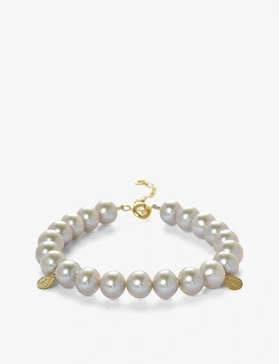 Shop The Alkemistry Women's Light Grey Cinta 18ct Yellow Gold And Pearl Beaded Bracelet