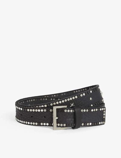 Shop Zadig & Voltaire Zadig&voltaire Womens Noir Starlight Studded Leather Belt