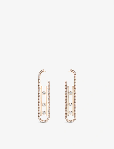 Shop Messika Women's Pink Gold Move 10th 18ct Rose-gold And 1.01ct Diamond Earrings