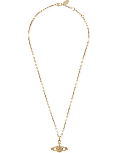 Shop Vivienne Westwood Jewellery Bas Relief Orb Mini Yellow Gold-toned Brass And Swarovski Crystal Necklace