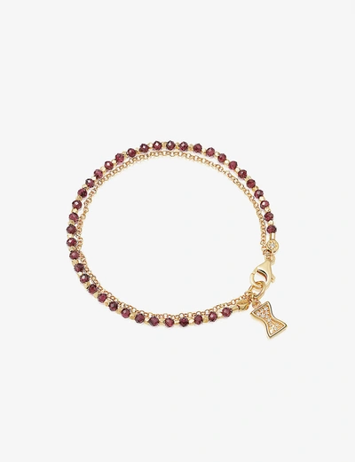 Shop Astley Clarke Biography 18ct Gold-plated Sterling Silver And Rhodolite Hourglass Bracelet