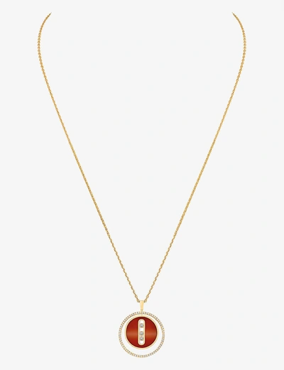 Shop Messika Women's Yellow Gold Lucky Move 18ct Yellow-gold, 0.3ct Diamond And Carnelian Necklace