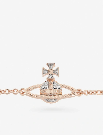 Shop Vivienne Westwood Jewellery Mayfair Bas Relief Rose Gold- And Rhodium-plated Brass And Crystal Charm Bracelet In Nero