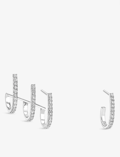 Shop Messika Women's White Gold Gatsby 18ct White-gold And Diamond Earrings
