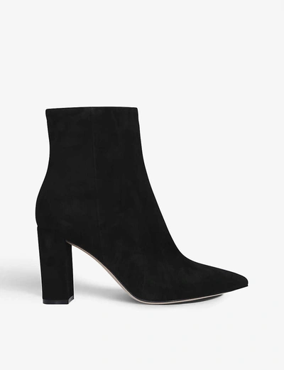 Shop Gianvito Rossi Piper Pointed-toe Suede Ankle Boots In Black