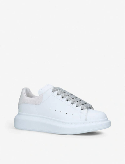 Shop Alexander Mcqueen Runway Leather And Suede Platform Trainers In White