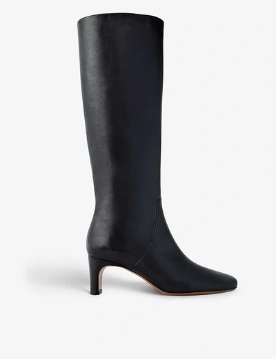 Shop Maje Felicie Heeled Leather Knee-high Boots