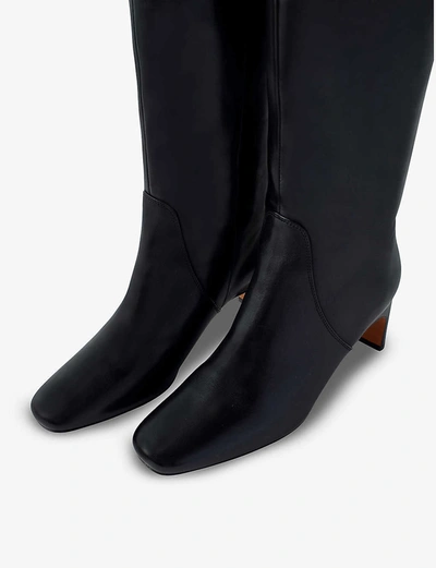 Shop Maje Felicie Heeled Leather Knee-high Boots