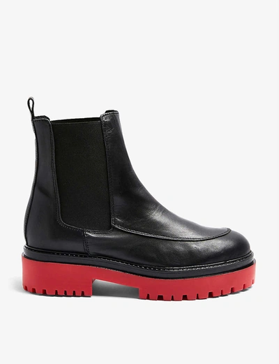 Shop Topshop Alonzo Contrast-sole Leather Chelsea Boots In Black
