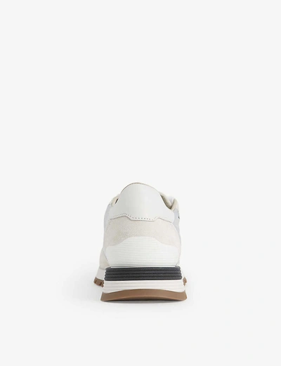 Shop Brunello Cucinelli Metallic Mesh And Suede Mid-top Trainers In White