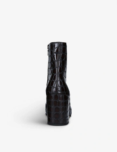Shop Dries Van Noten Chloe Croc-embossed Leather Ankle Boots In Dark Brown