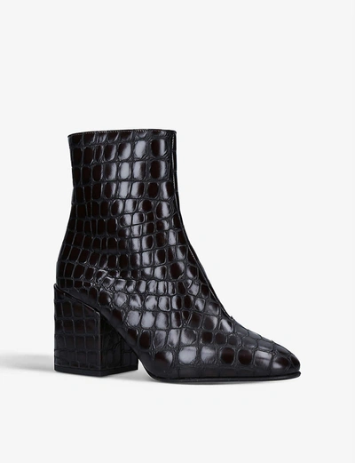 Shop Dries Van Noten Chloe Croc-embossed Leather Ankle Boots In Dark Brown