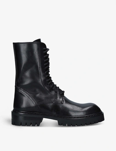 Shop Ann Demeulemeester Leather Lace-up Platform Boots In Black