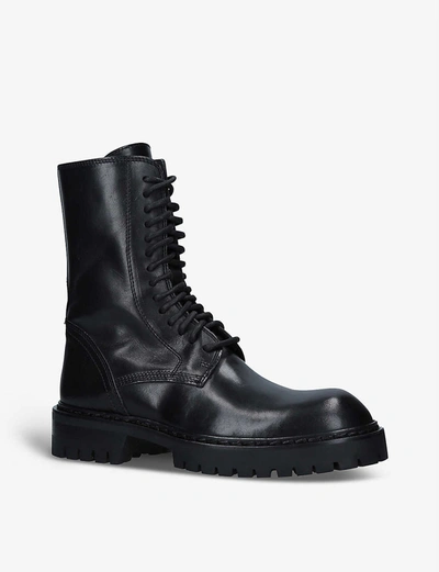 Shop Ann Demeulemeester Leather Lace-up Platform Boots In Black